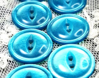 Blue Iridescent Buttons 18.5mm | Turquoise Fish Eye Button Set 8, 06-381-26