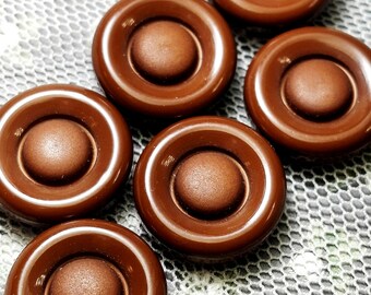 Brown Glossy Button(s) 16.8mm | Midcentury Reddish Brown Shank Set 6 06-379-26