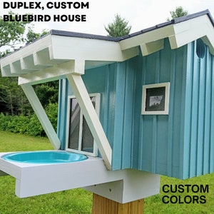 Beach Bluebird Birdhouse by NestedAloftArtisans - dual Nesting box - Handmade - Architectural - Large - Outdoor - Custom - Wood - Gift -