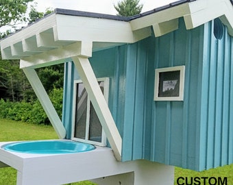 Beach Bluebird Birdhouse by NestedAloftArtisans - dual Nesting box - Handmade - Architectural - Large - Outdoor - Custom - Wood - Gift -
