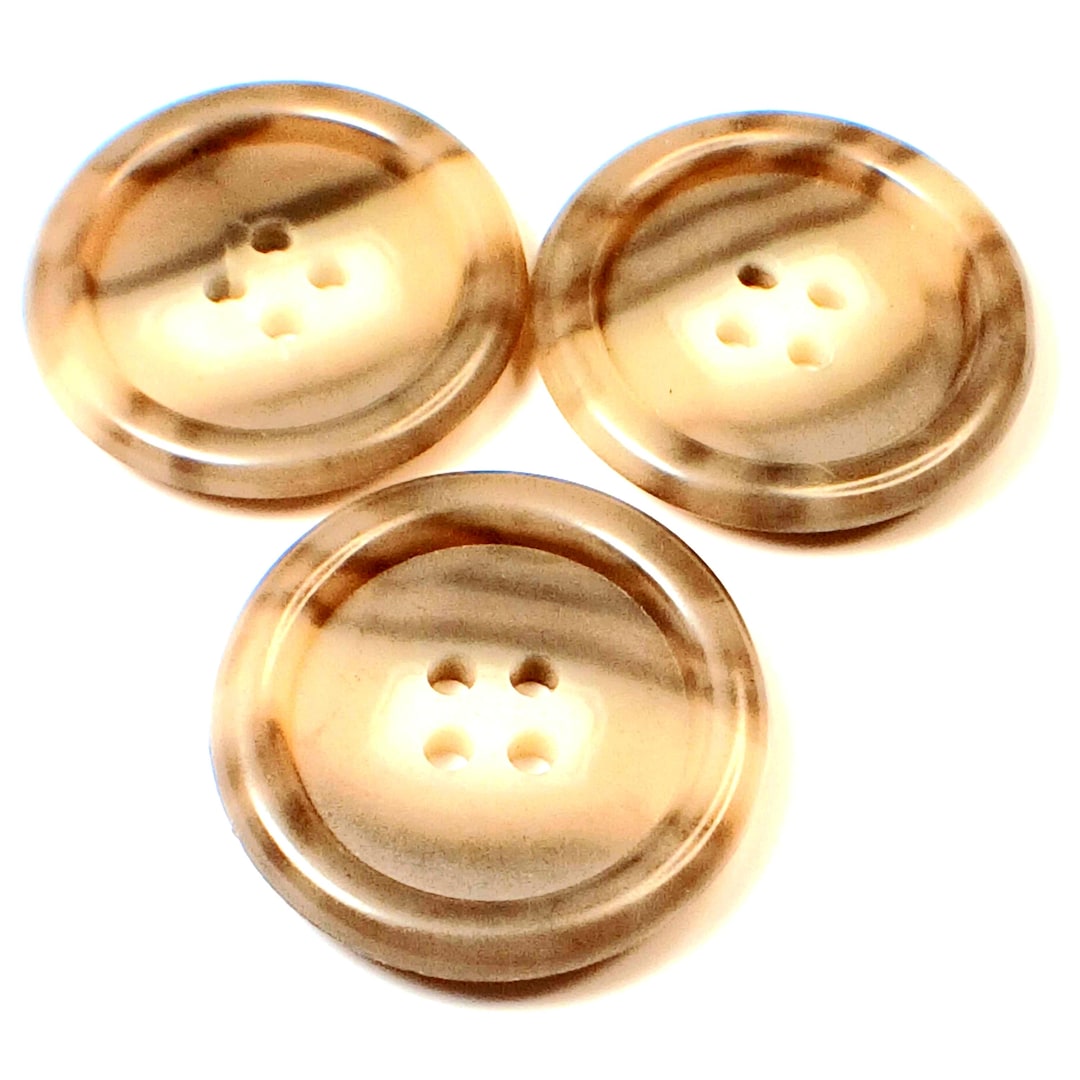 Vintage Italian Faux Horn Ombre Buttons (29mm) – Brown Cream Swirled ...