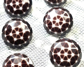 Brown Geometric Buttons: 13.7mm Grid Domed Shanks • Mod Embellishment 06-368-26