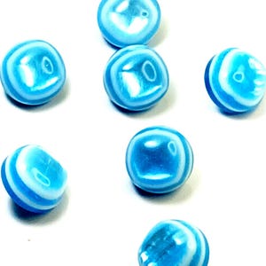 Vintage Blue Swirl Shank Buttons 12.8mm (Set of 7) • Midcentury Textile Trim • 03-184-26