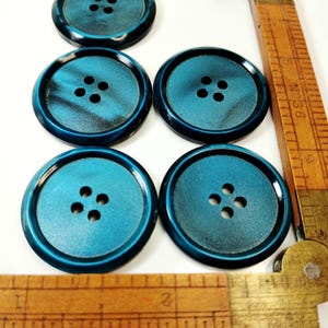 Blue Vintage Button 27.4mm Large Iridescent Marbled by ButtonsVintageStore 03-332-26