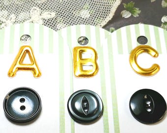 Vintage Black Grey Glossy Buttons | 15mm Minimalist Clothing Embellishment