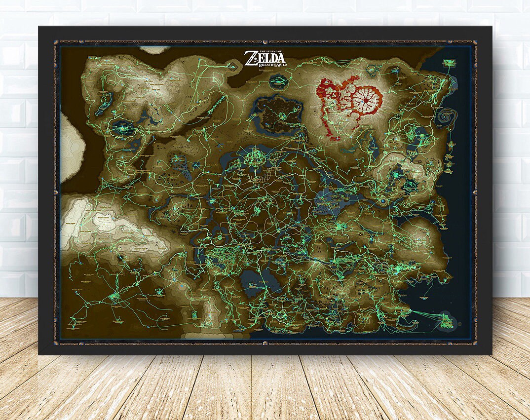 The Legend of Zelda: Breath of the Wild Map Framed Art Print