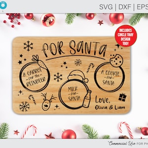 Santa Tablett SVG: Weihnachtsplätzchen & Milchteller (Digitale Datei)
