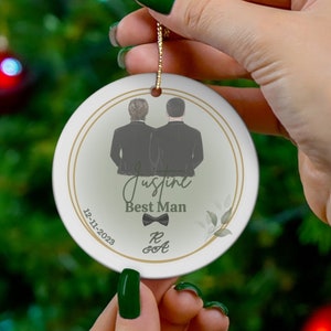 Gepersonaliseerde beste man ornament aangepaste gift voor beste man bruiloft cadeau idee giveaways cadeau voor hem aangepaste ornament