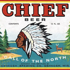 Chief Oshkosh Beer Tin Sign (A1339)