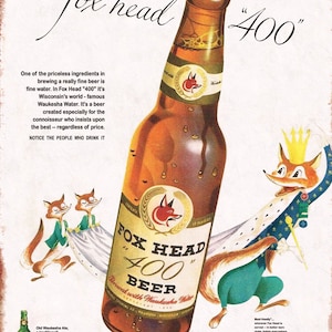 Fox Head Beer Tin Sign (A1559)