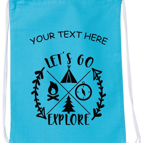 Let's Go Explore Drawstring Backpack