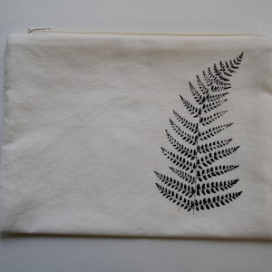 Kleine Bumwolltasche, natur, Farnblattmotiv