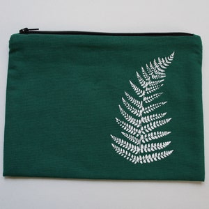 Kleine Baumwolltasche, grün,  Farnblattmotiv
