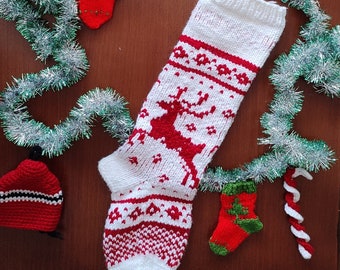 chaussettes de Noël personnalisées en laine tricotées à la main