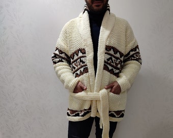 cardigan starsky & hutch, cardigan pour homme, cadeau pour amoureux, cadeau d'anniversaire, cadeau de fête des pères, style Cowichan, cardigan épais, cardigan en laine, mexicain