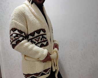 starsky&hutch cardigan, men&#39;s cardigan, lover gift, birthday gift, father&#39;s day gift, Cowichan Style, Chunky cardigan, wool cardigan,Mexican