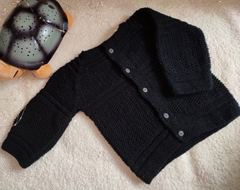 woolen baby cardigan, Woolen child cardigan, hand knit cardigan, birthday gift, Born gift, black cardigan, black wool cardigan, baby gift