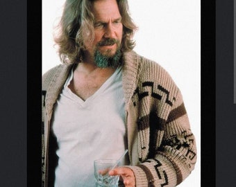 Dude Style Sweater, Big Lebowski Cardigan, handgebreid wollen Cowichan stijl herenvest, Mexicaanse trui, dikke trui, grote Lebowski replica