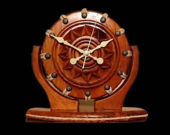 horloge de table en bois, horloge faite main, cadeau en bois, horloge cadeau, horloge de table en bois