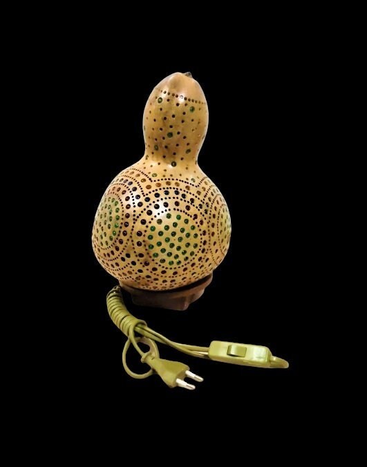 Gourd Table Lampshand Carved Gourd Table Lampsnatural Gourd Etsy
