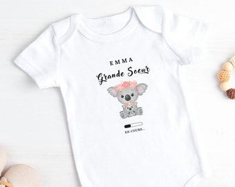 Annuncio di body neonato personalizzato Futura sorella maggiore, Annuncio di gravidanza Diventerò una sorella maggiore, La famiglia sta crescendo, Baby body koalas