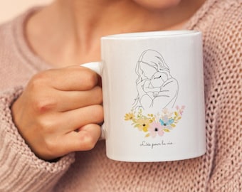 Cadeau Maman, Mug Personnalisé Maman, Cadeau fête des mères, Mug en céramique fleurs aquarelle, Bonne fête maman, Cadeau personnalisé maman