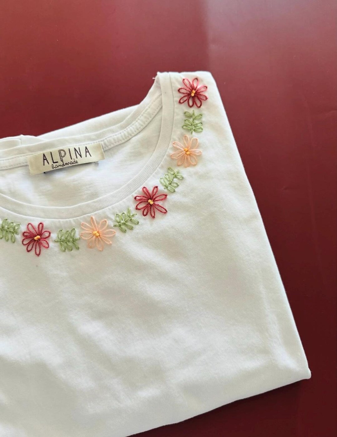 Personalized T-shirt, Flower Embroidery T-shirt, Summer T-shirt