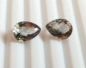 Natürliches grünes Amethyst-Paar, Edelsteine im Tropfenschliff, 8.40 crt für die Schmuckherstellung