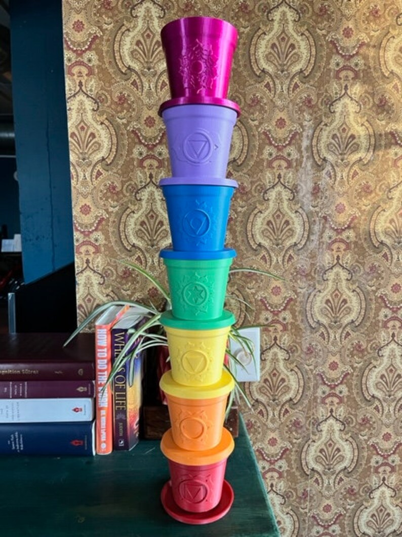 Chakra Pot Set | Embossed 3D Printed Plant Pots - Etsy
