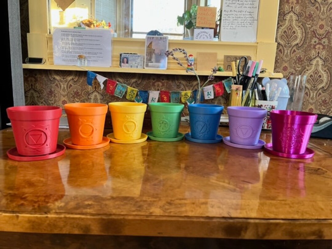 Chakra Pot Set | Embossed 3D Printed Plant Pots - Etsy