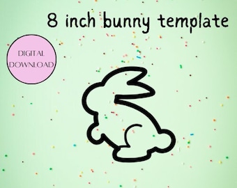 Plantilla de conejito de 8 pulgadas, plantilla, conejito de Pascua, decoración de bricolaje, decoración de aula, decoración de Pascua, plantilla de pancarta, plantilla de conejito, plantilla de Pascua