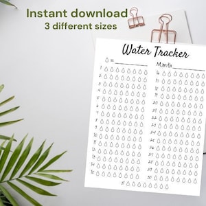 Water intake tracker, water tracker, daily habit tracker, printable water tracker, printable water intake, water journal, pdf, digital