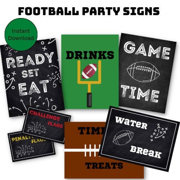 Printable Football Party Signs, Football printable decor, Super Bowl Party decor, Football Decor, Printable Super Bowl decor, digital