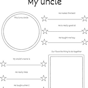 All About My Uncle Printable, Father's Day Printable, Gift for Him From ...
