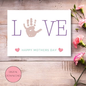 Mother&#39;s Day hand print download, Mother&#39;s Day gift, kids craft, gift for Mom, kid handprint