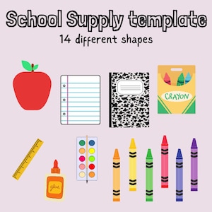 School supply template, back to school decor, banner template, classroom decor, bulletin board decor, template, school supply decor