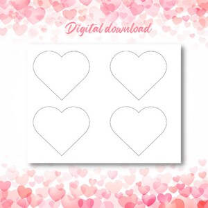 4 inch heart template for Valentines crafts, digital download, Valentines Day, Love you walls, Valentines Decor, printable hearts, diy