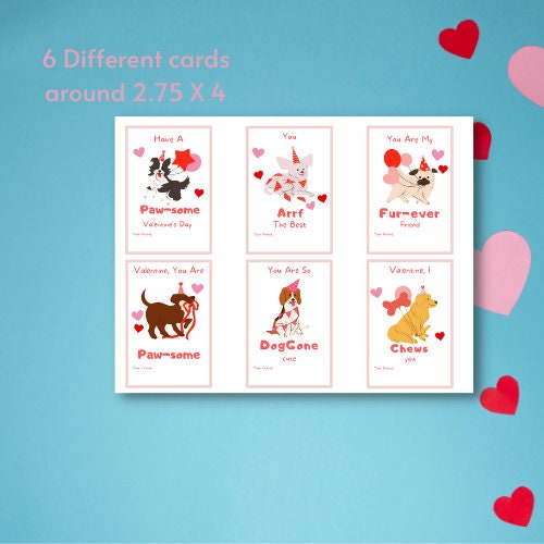 Dog Valentine's Day Card Printable- Printable Card- Printable Classroom ...