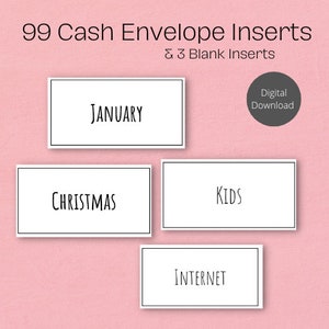 A6 afdrukbare budget binder envelop label inzetstukken, budget binder labels, contant geld vulling, digitale download, A6 binder inzetstuk, 6X3, A6 enveloppen