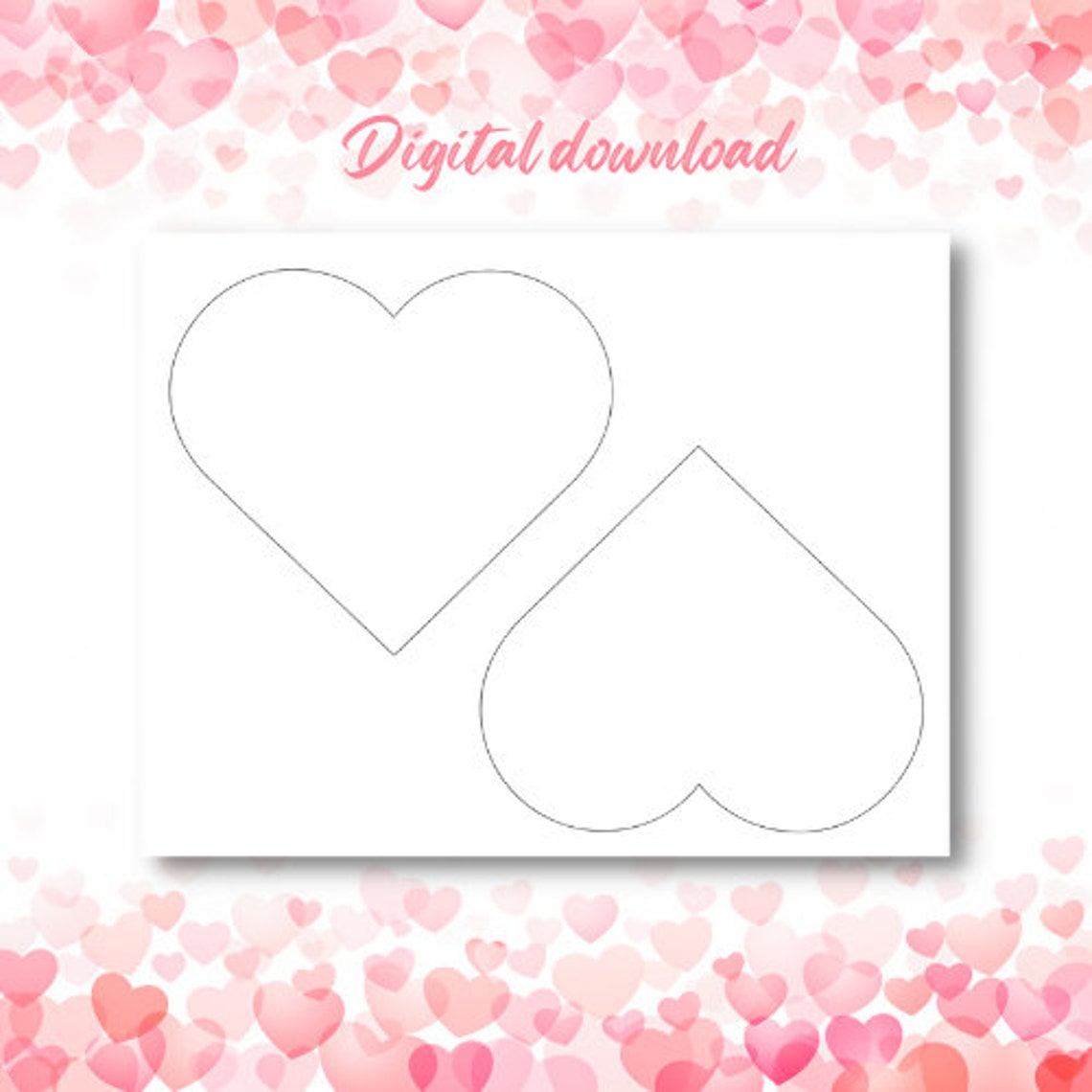 6 Inch Heart Template for Valentines Crafts, Digital Download ...