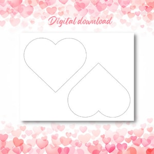 6 inch heart template for Valentines crafts, digital download, Valentines Day, Love you walls, Valentines Decor, printable hearts, diy