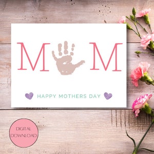 Mother&#39;s Day hand print download, Mother&#39;s Day gift, kids craft, gift for Mom, kid handprint