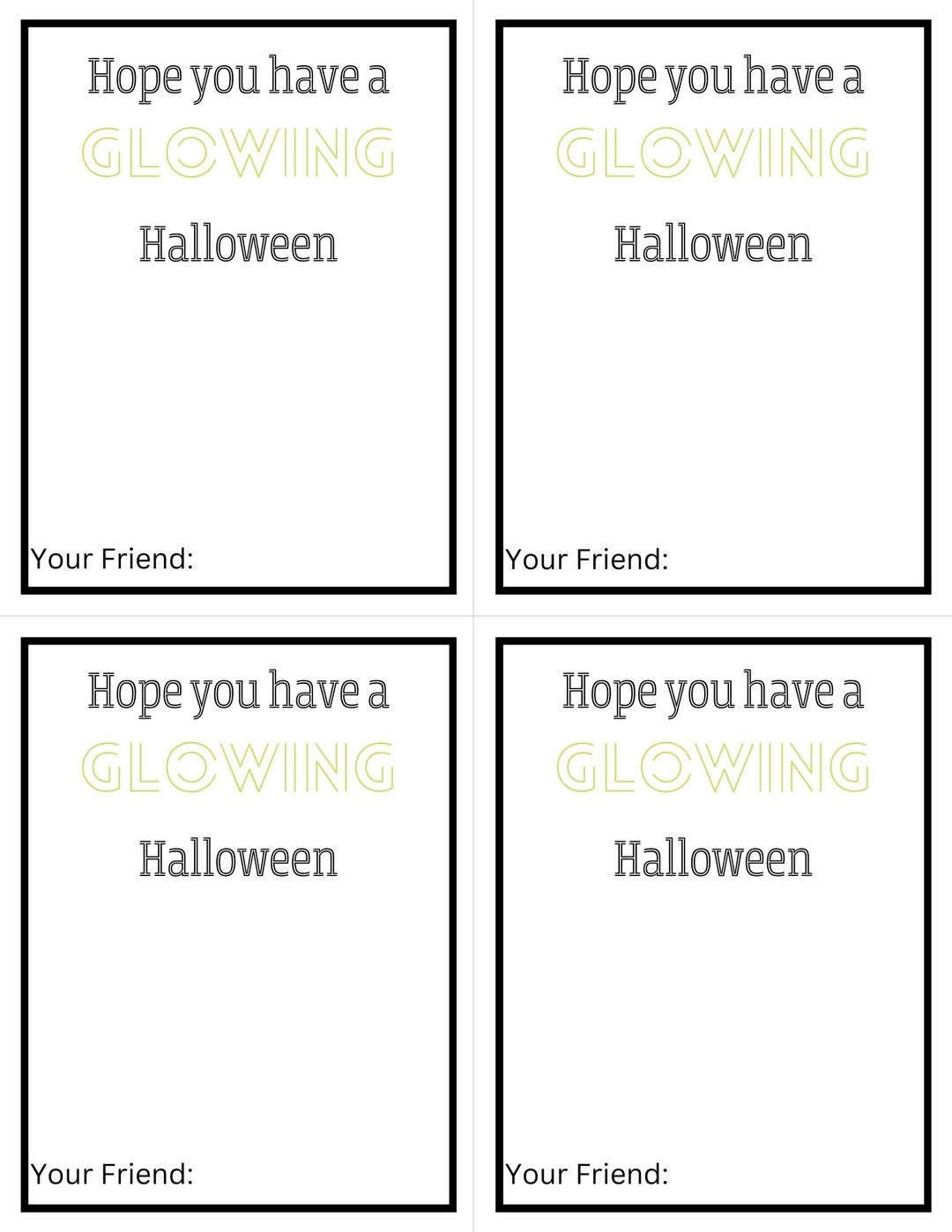Halloween Treat Printable-glow Stick-party Favors-halloween Party ...