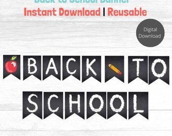 Back to School Banner, printable back to school banner, first day of school banner, first day of school decor, back to school