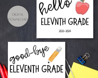 Printable first day & last day of eleventh grade sign, back to school, last day of school,instant download, 11th grade sign,printable school