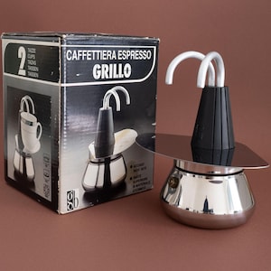 Vintage 2 Cups GB GRILLO Italian Coffe Maker, Minimalist Small Guido Bergna Espresso Maker Moka Pot Caffettiera, Gift for Coffee Lovers