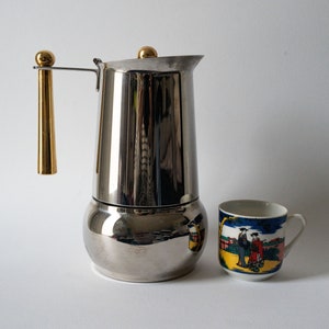 Vintage GB Kitty Oro Guido Bergna Italian Coffee Maker, Collectible 80s Mid Century Modern Espresso Stovetop Moka Pot Made in Italy