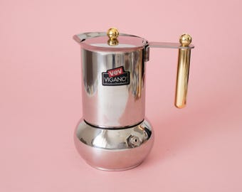 vintage VEV Vigano Carioca Moka Pot : Machine à expresso italienne dorée