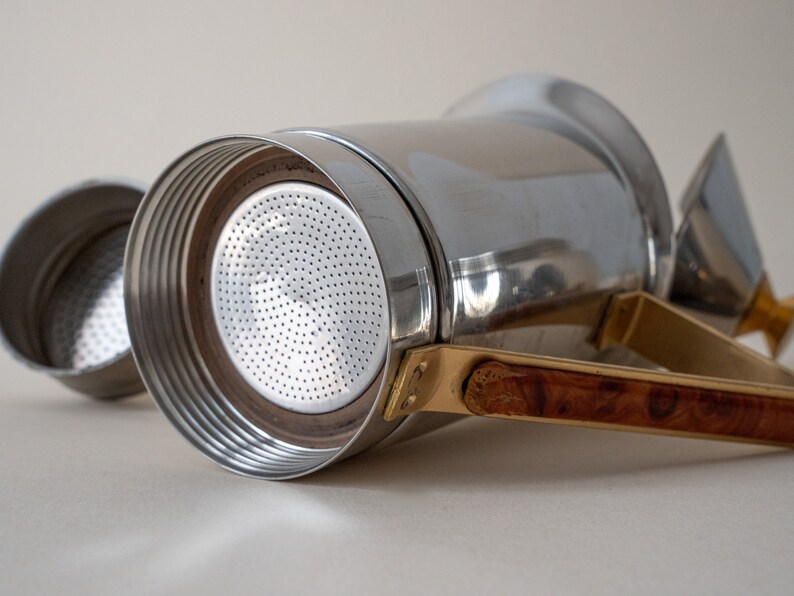 Vintage GAT INOX Style Regina Coffee Maker, Collectible Guilded Espresso Maker Stovetop Moka Pot