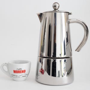 Large Stainless Steel Coffee Maker, Minimalist Classic Geometric Stovetop Moka Pot Espresso Maker, Gift for Coffee Lovers
